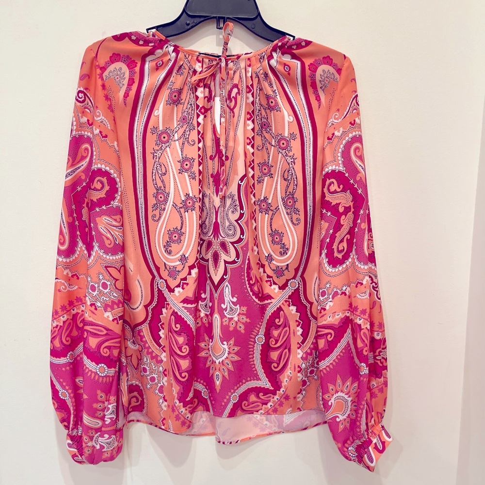 Printed silk long sleeve shirt